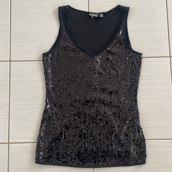 Black Sequins Tank Top • Sleeveless Top • Size Medium - Picture 7 of 14